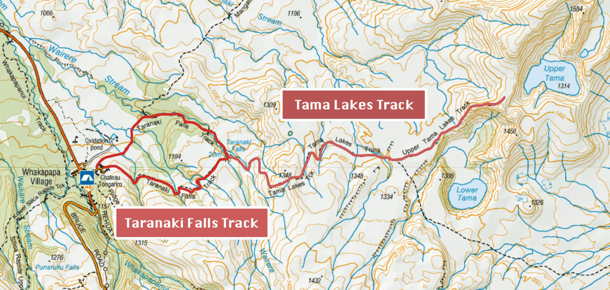 紐西蘭|湯加里羅國家公園健行推薦:Taranaki Falls & Tama Lakes 路線完整攻略 - 第1張圖 東加里羅國家公園 Taranaki Falls and Tama Lakes Track 地圖