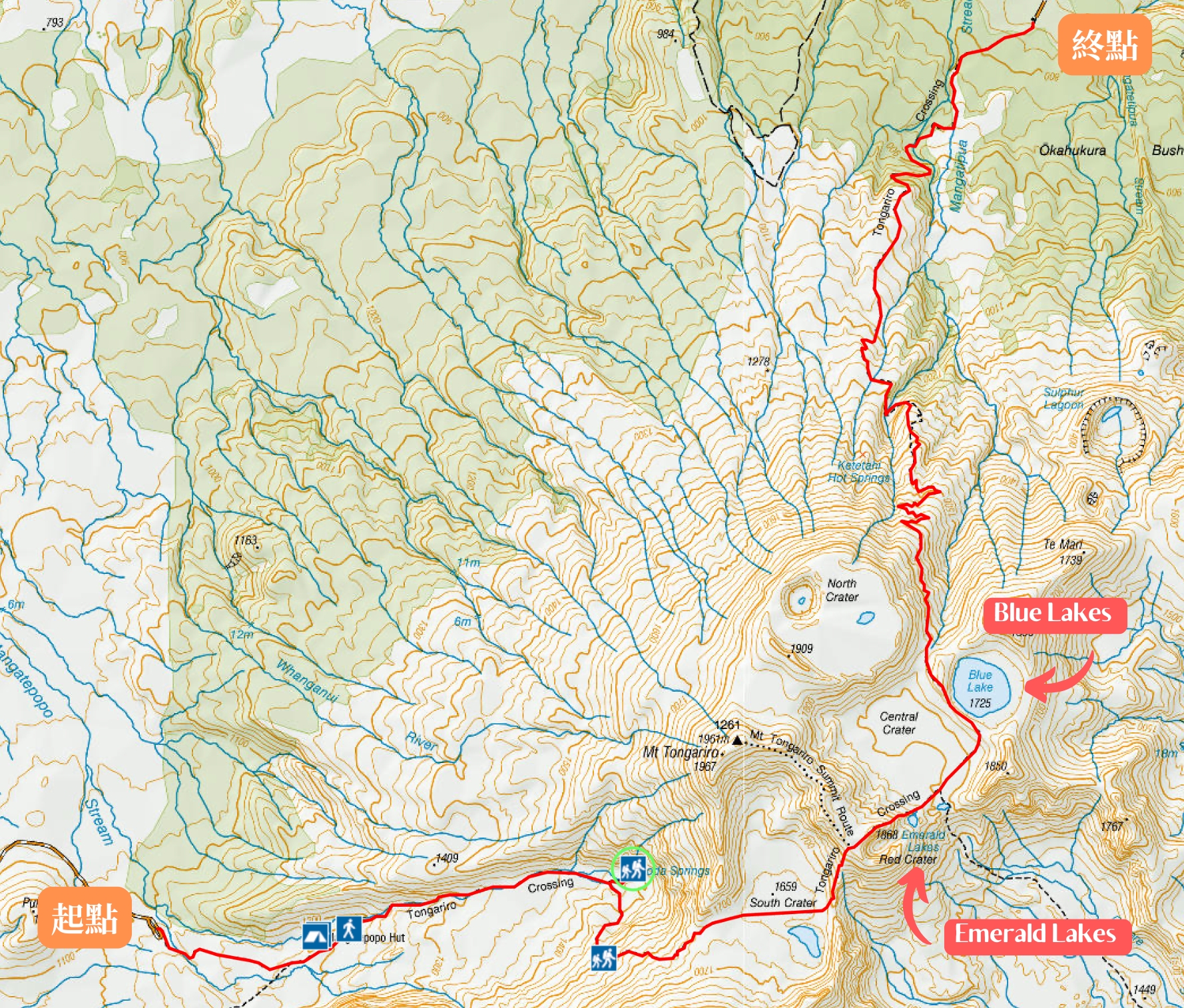 紐西蘭|Tongariro Alpine Crossing 全攻略|親驗見證魔戒末日火山 - 第1張圖 Tongariro alpine crossing map