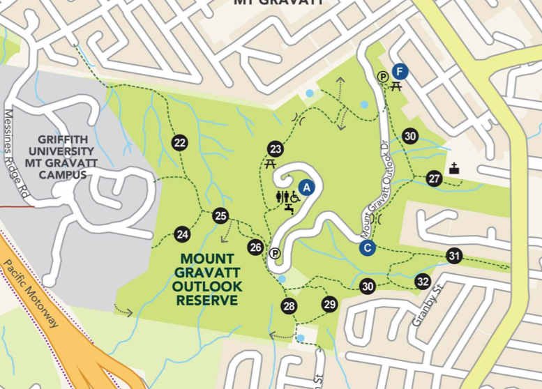 Mount Gravatt 觀景台地圖截圖